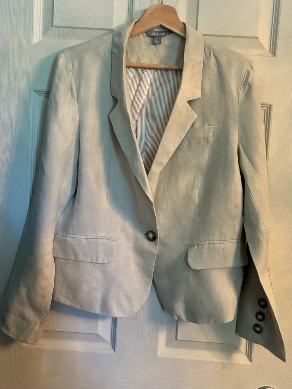 Kenar Women's Light Beige Linen Single-Button Blazer